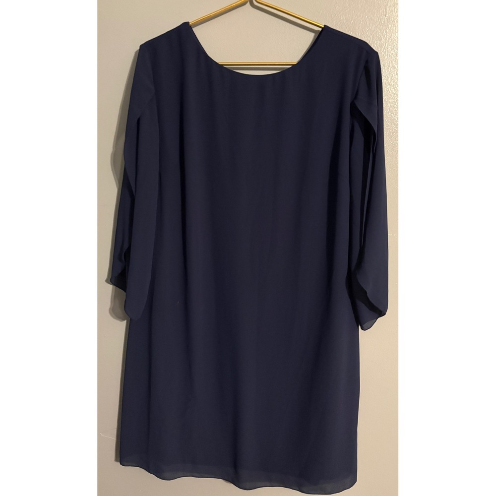 Grace Karin Navy Blue Split Sleeve Chiffon Shift Dress Womens XL Cocktail Party